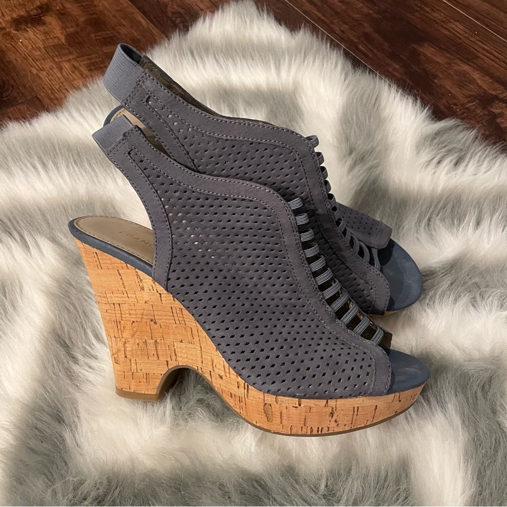 Franco Sarto blue/grey wedge heels 
size 8 women’s